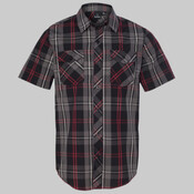 Men's Short-Sleeve Plaid Pattern Woven Shirt