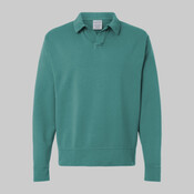 Unisex Garment-Dyed Polo Collar Sweatshirt