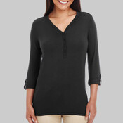 Women's Perfect Fit™ Y-Placket Convertible Sleeve Knit Top
