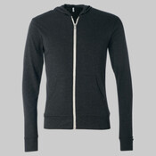 Unisex Triblend Lightweight Full-Zip Hooded Long Sleeve Tee