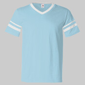 V-Neck Jersey with Striped Sleeves
