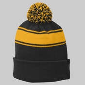 Stripe Pom Pom Beanie