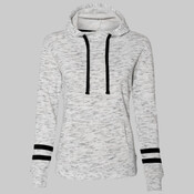 Women’s Mélange Fleece Striped-Sleeve Hooded Sweatshirt
